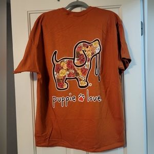 Puppie Love T Shirt Fall Roses XL